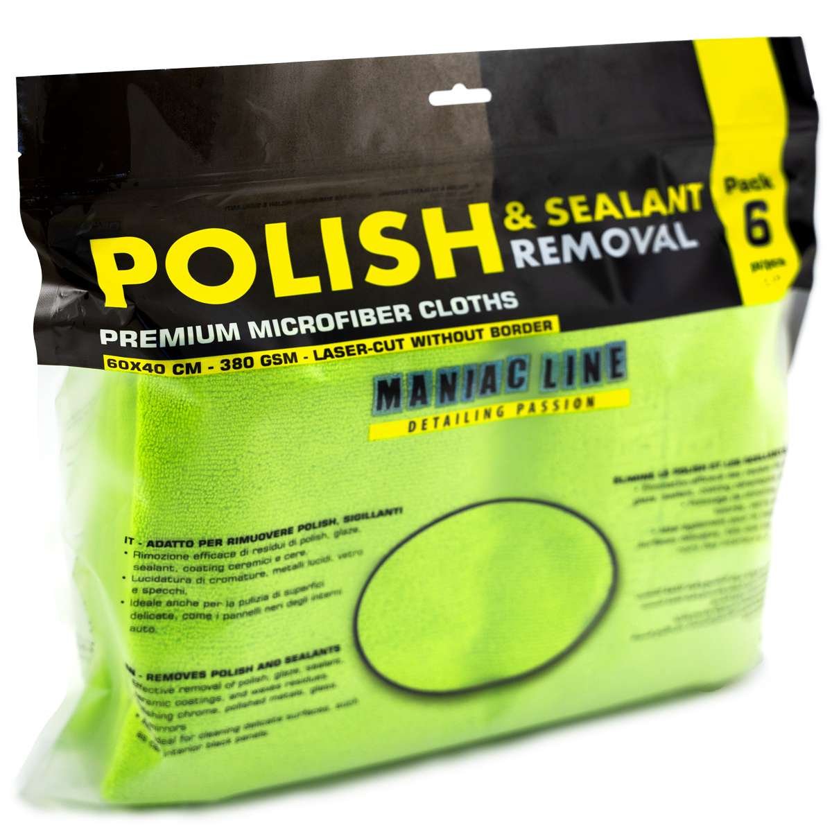 MANIAC PANNO POLISH & SEALANT REMOVAL Augstas kvalitātes mikrošķiedras dvielis vasku un pulēšanas līdzekļu noņemšanai