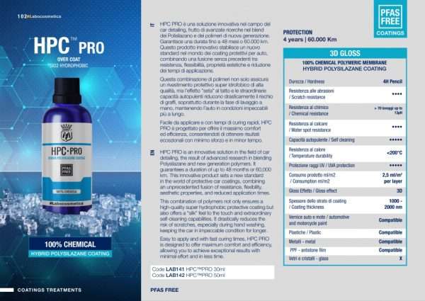 Labocosmetica HPC PRO PROFESSIONAL COATING Virsbūves keramiskais pārklājums sertificētiem profesionāļiem (dažādi tilpumi) – attēls 5